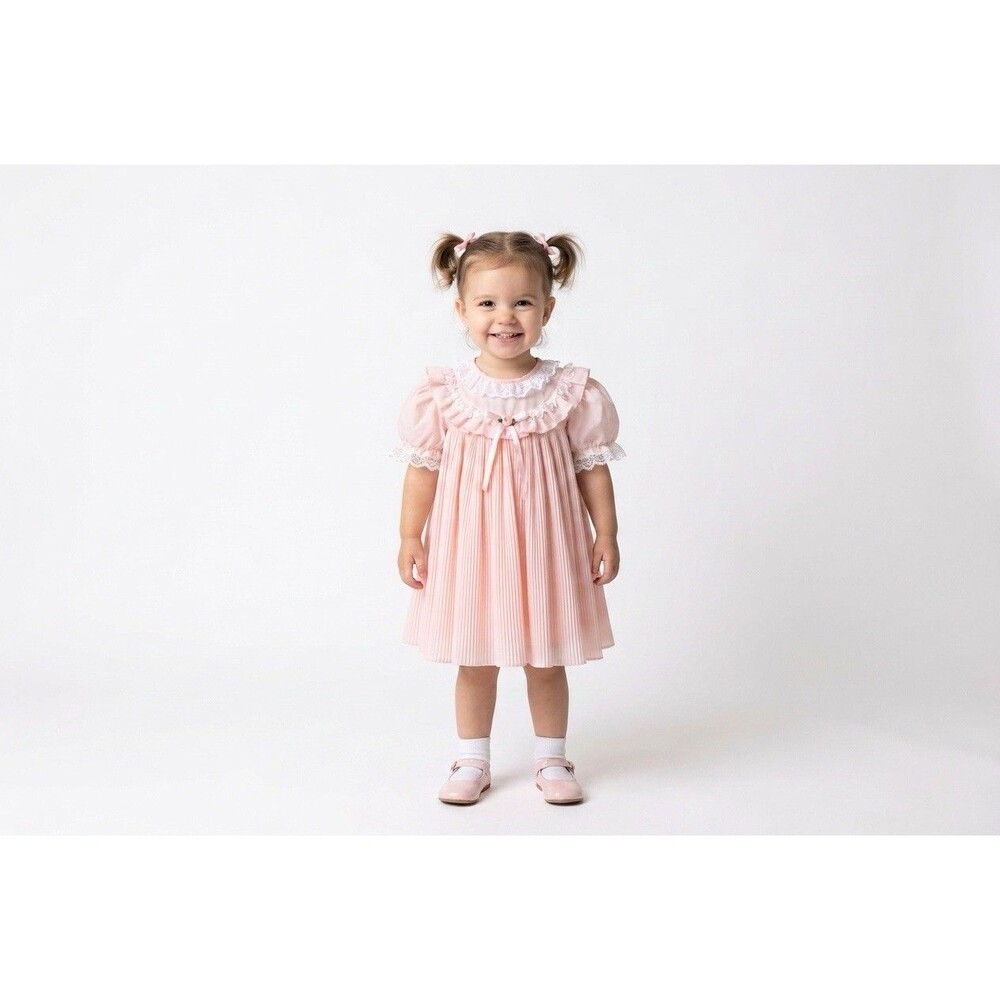 VTG 1980s Roanna Pale Pink W/ Hearts Frills Layered Dress Lace Party Dress 2T